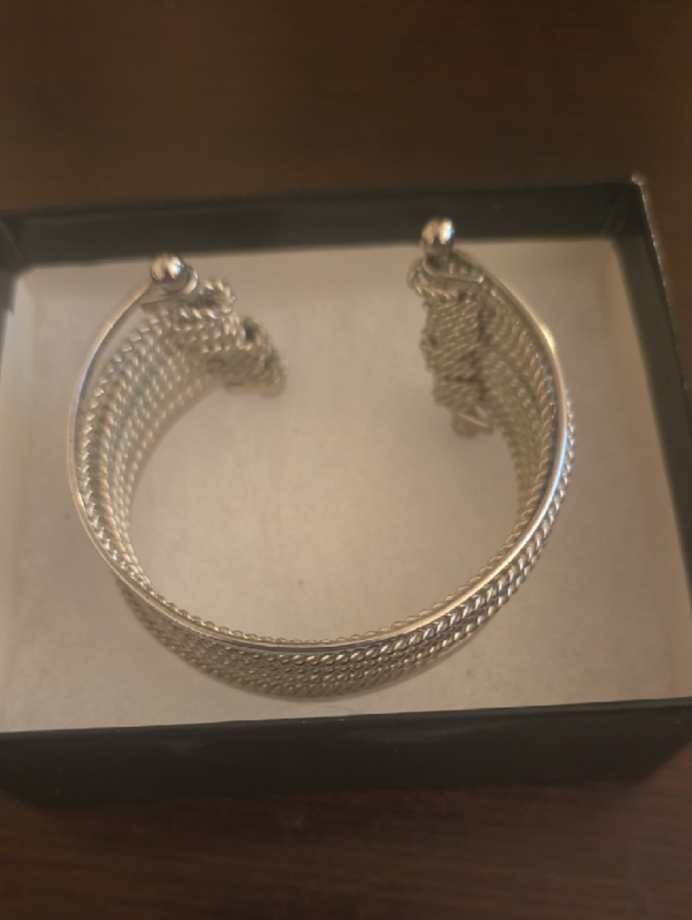 Silver Multi-Row Rope Cable Cuff Bracelet - Picture 2 of 2
